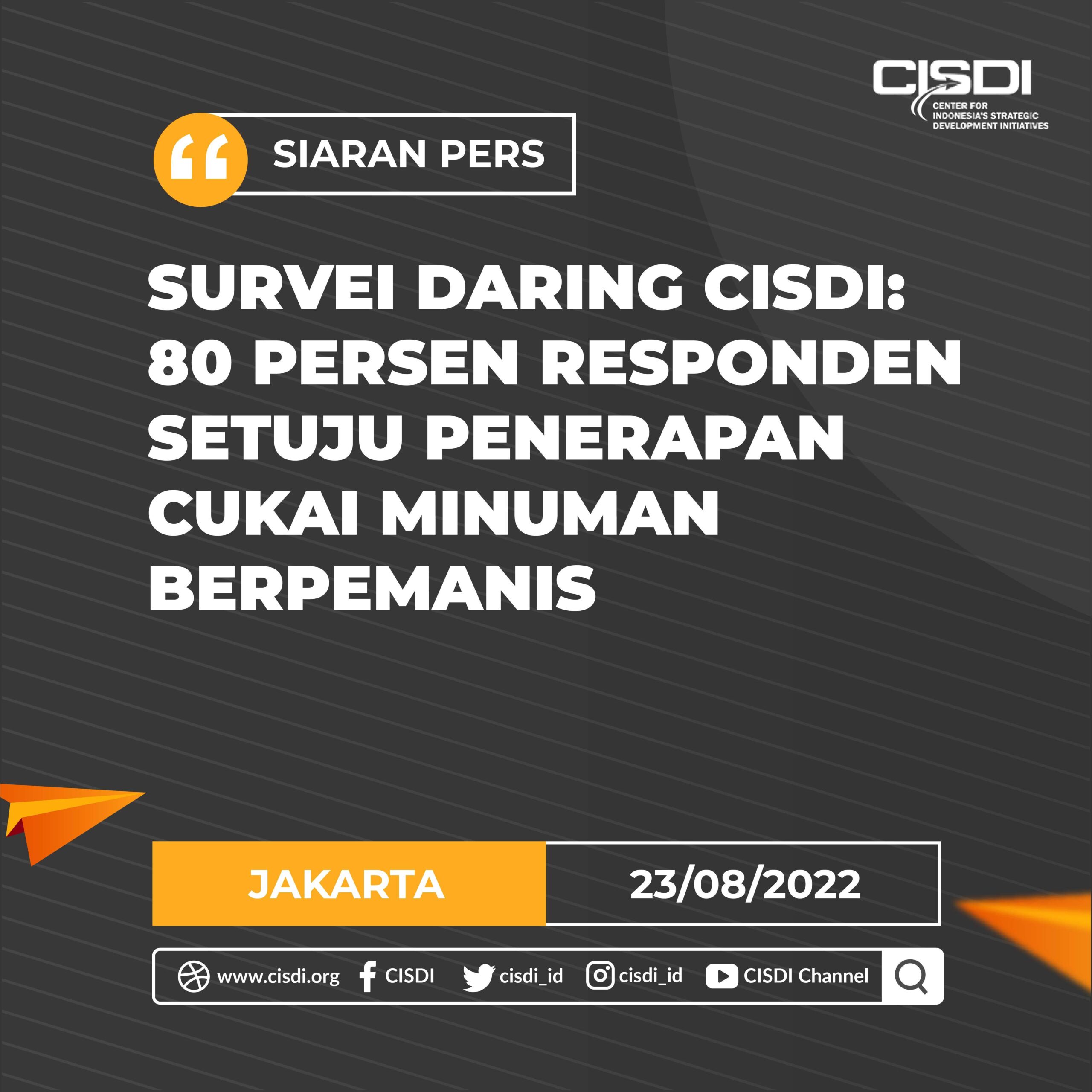 Survei Daring CISDI 80 Persen Responden Setuju Penerapan Cukai Minuman Berpemanis