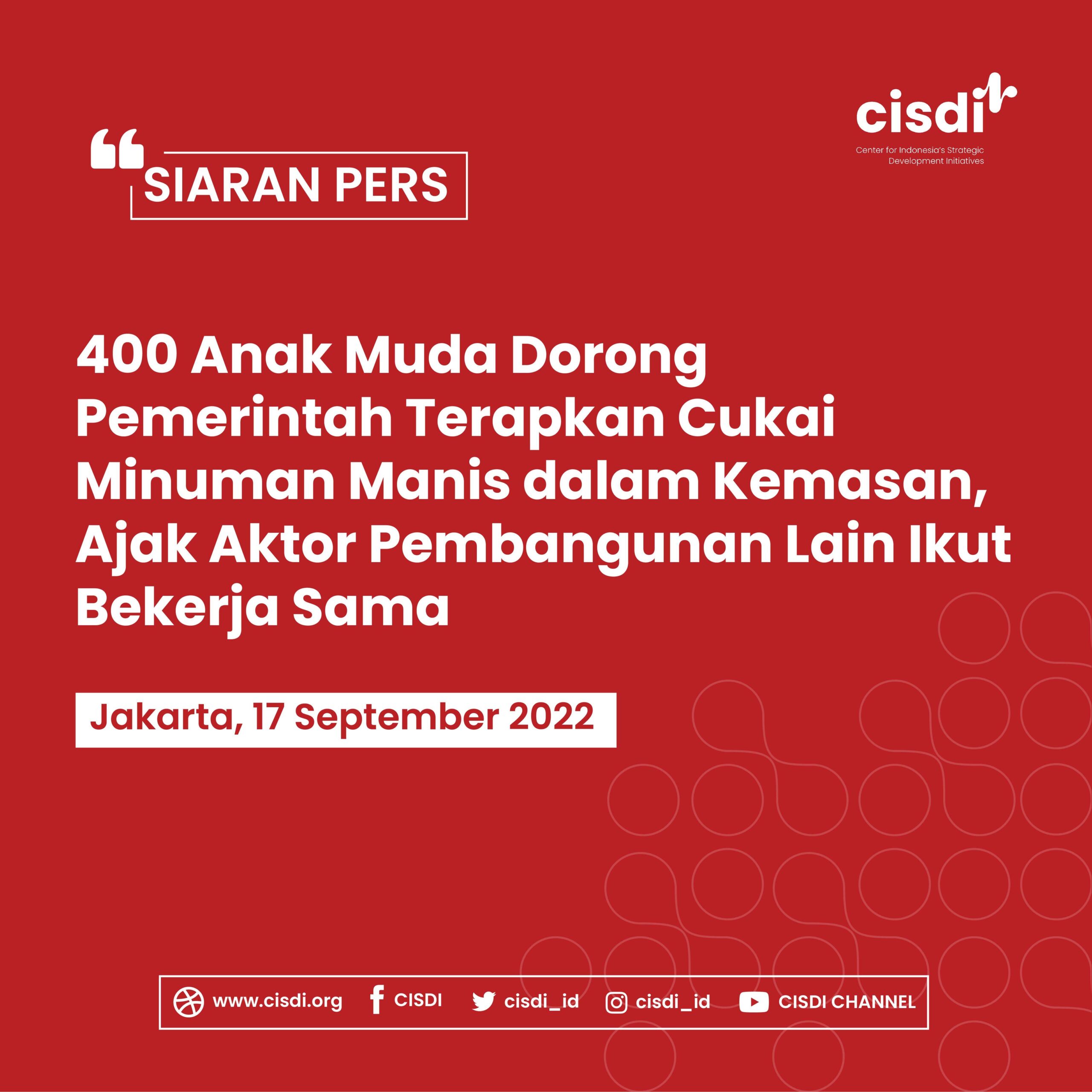 400 Anak Muda Dorong Pemerintah Terapkan Cukai Minuman Manis dalam Kemasan, Ajak Aktor Pembangunan Lain Ikut Bekerja Sama